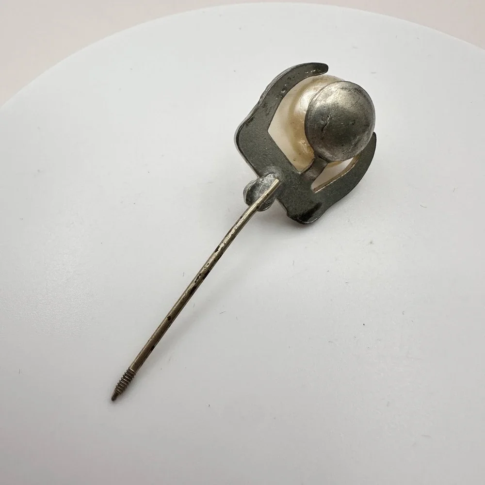 Vintage‎ Y2K Silver Tone Faux Pearl Hair Stick Pin Rhinestone Unisex Jewelry